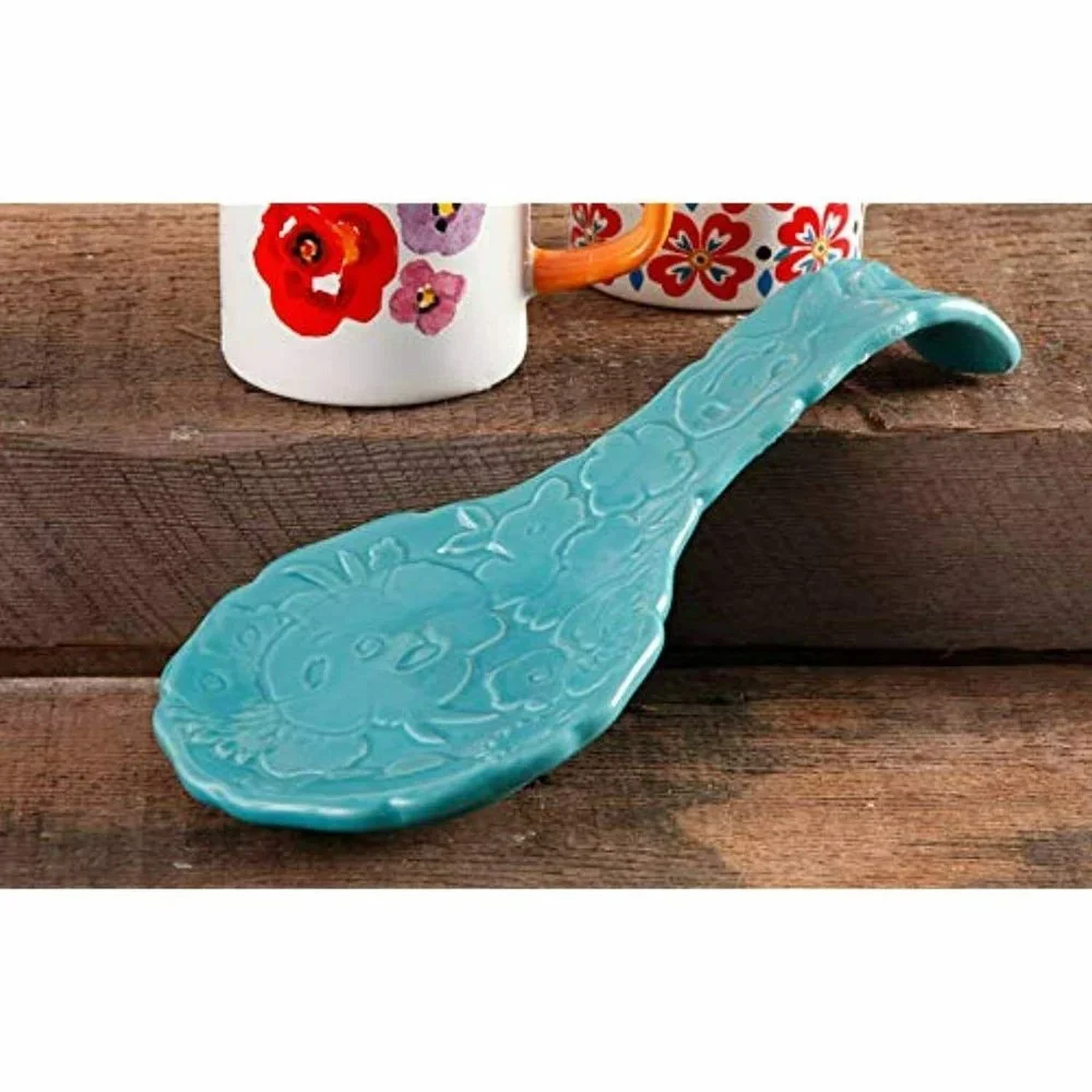 Pioneer Woman Spoon Rest Flea Market 8.5" Turquoise - Picture 4 of 4